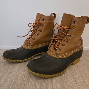 L.L. Bean Duck Boots | Size 8 | Brown Leather & Rubber Bean Boots | Waterproof